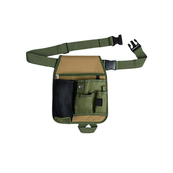 Green Heavy Duty Multi Pocket Tool Belt Industrial Waist Pack Utility Pouch With Hardware