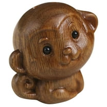 LOLIPPYY Cute Monkey Figurine Green Sandalwood Decor for Giving 1Pack