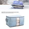 thumbnail image 4 of Bolsas de almacenamiento plegables para edredones y mantas - Tela no tejida, paquete de 5 organizadores de ropa grandes a prueba de polvo de color azul, 4 of 8