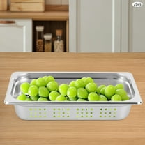 Anti-Jam Perforated 201 Stainless Steel Steam Table Pan, Modern Silver 2-Pack 1/3 Size 2" Deep, Hotel Pan