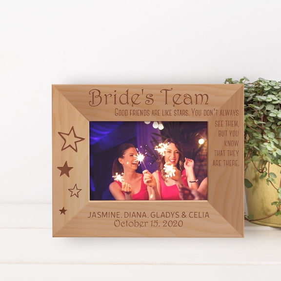 Good Friends Are Like Stars Personalized Wooden Frame-5" x 3 1/2" Brown Horizontal