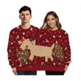 thumbnail image 3 of Suéter navideño de parodia navideña con impresión digital 3D para parejas, suéter doble de dos piezas, ropa suelta divertida para amantes de otoño e invierno, 3 of 5