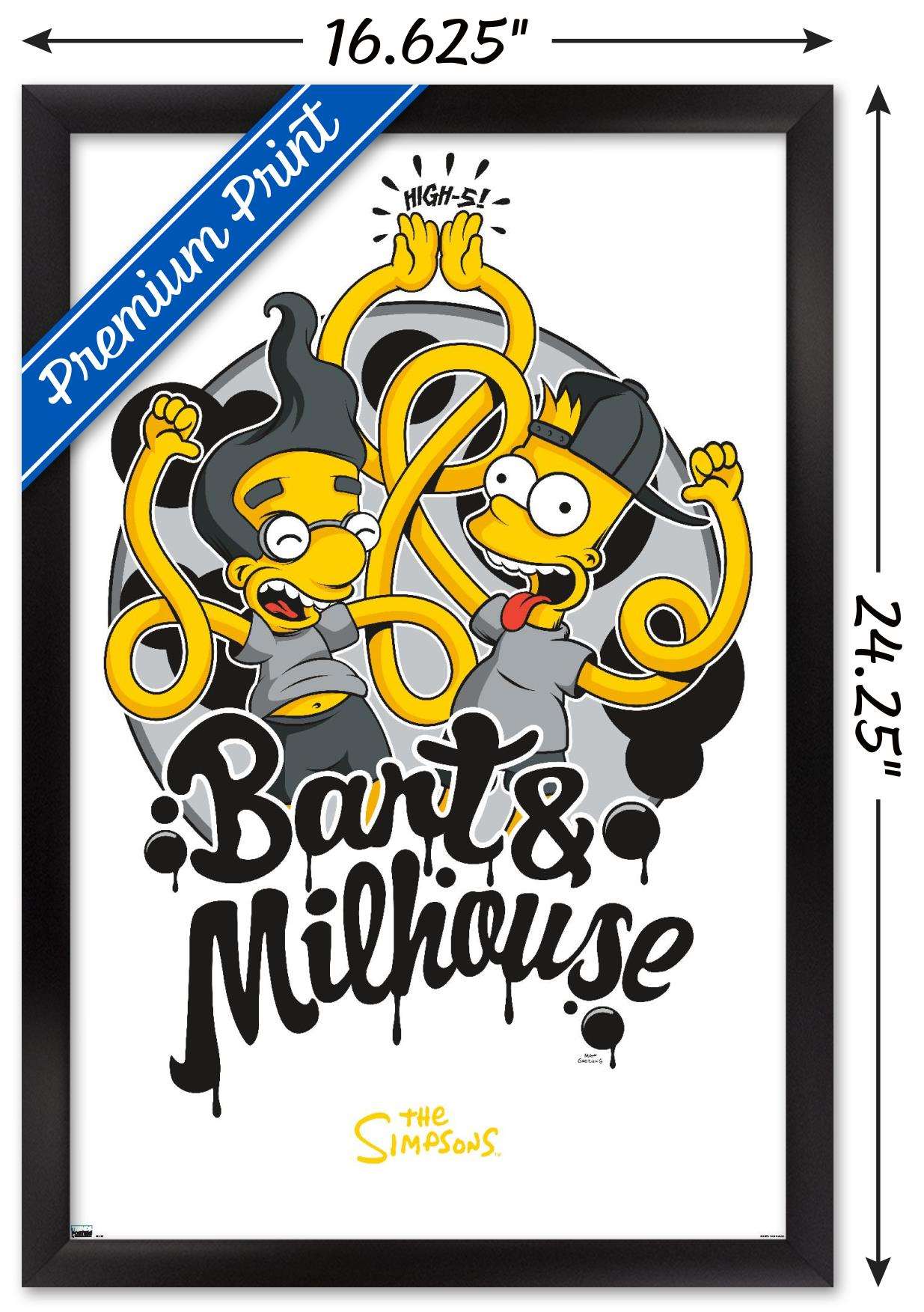 The Simpsons - Bart & Milhouse Wall Poster, 14.725" x 22.375", Framed