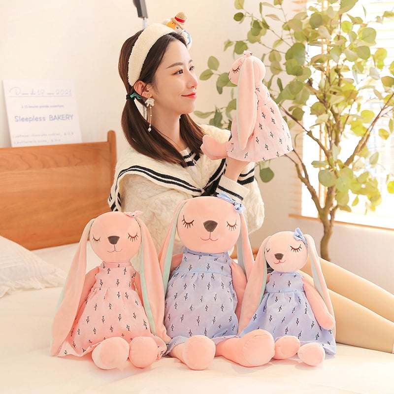 Personalized Bunny Doll Easter Rabbit Dolls with Long Ears, Plush Doll    Birthday Gift Easter Basket Stuffer(pink)