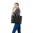 thumbnail image 4 of Mosiso Laptop Tote Bag (Up to 15.6 Inch) Water Resistant PU Leather Large Capacity with Padded Compartment Business Work Office Shoulder Briefcase Handbag Compatible MacBook & Notebook, 4 of 7
