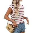 thumbnail image 3 of Women Sweater Vest Top Striped Sleeveless Knit Tank Tops Summer Outfits Red XL, 3 of 10