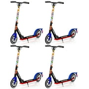 Hurtle Renegade Lightweight Foldable Teens and Adult Kick Scooters (4 Pack)