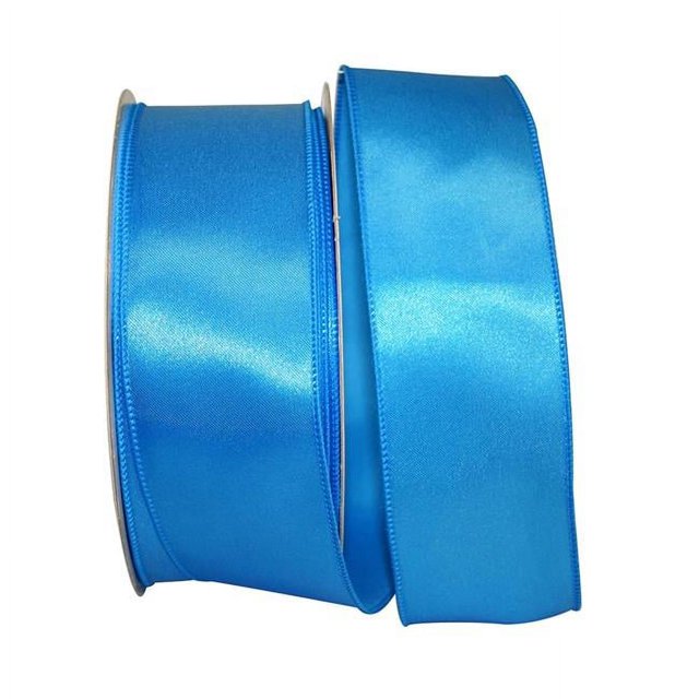 Reliant Ribbon 92575W-913-40K Satin Value Wired Edge Ribbon - Turquoise - 2.5 in. x 50 yards