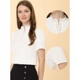 thumbnail image 2 of Blusa Elegante Allegra K Manga Corta Escote En V Ojales De Encaje Mujer Blanco S, 2 of 6