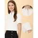 thumbnail image 2 of Blusa Elegante Allegra K Manga Corta Escote En V Ojales De Encaje Mujer Blanco S, 2 of 6