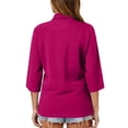 thumbnail image 6 of Polo Shirts for Women 3/4 Length Sleeve Golf Shirts 3-Button Quick Dry Workout Tops Collared for Work Running Tennis,Hot Pink XL, 6 of 6
