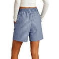 thumbnail image 2 of Women's Striped Shorts with Pocket Drawstring Shorts Elastic Waist Casual Linen Cotton Loose Fit Summer Shorts Daily & Vacation Wear Athletic Workout Shorts, 2 of 8