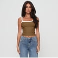 thumbnail image 4 of SCHUHLAND Women's Y2K Lace Trim Cami Top - Sexy Contrast Spaghetti Strap Tank, Trendy Hot Girl Aesthetic Slim Fit Ribbed Camisole, S-XXL, 4 of 9