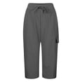thumbnail image 4 of RUTAYY Women's Capri Pants Casual Summer with Drawstring Elastic Waistband and Side Pockets Comfortable Lightweight Solid Color Vacation Playful Trousers, 4 of 8