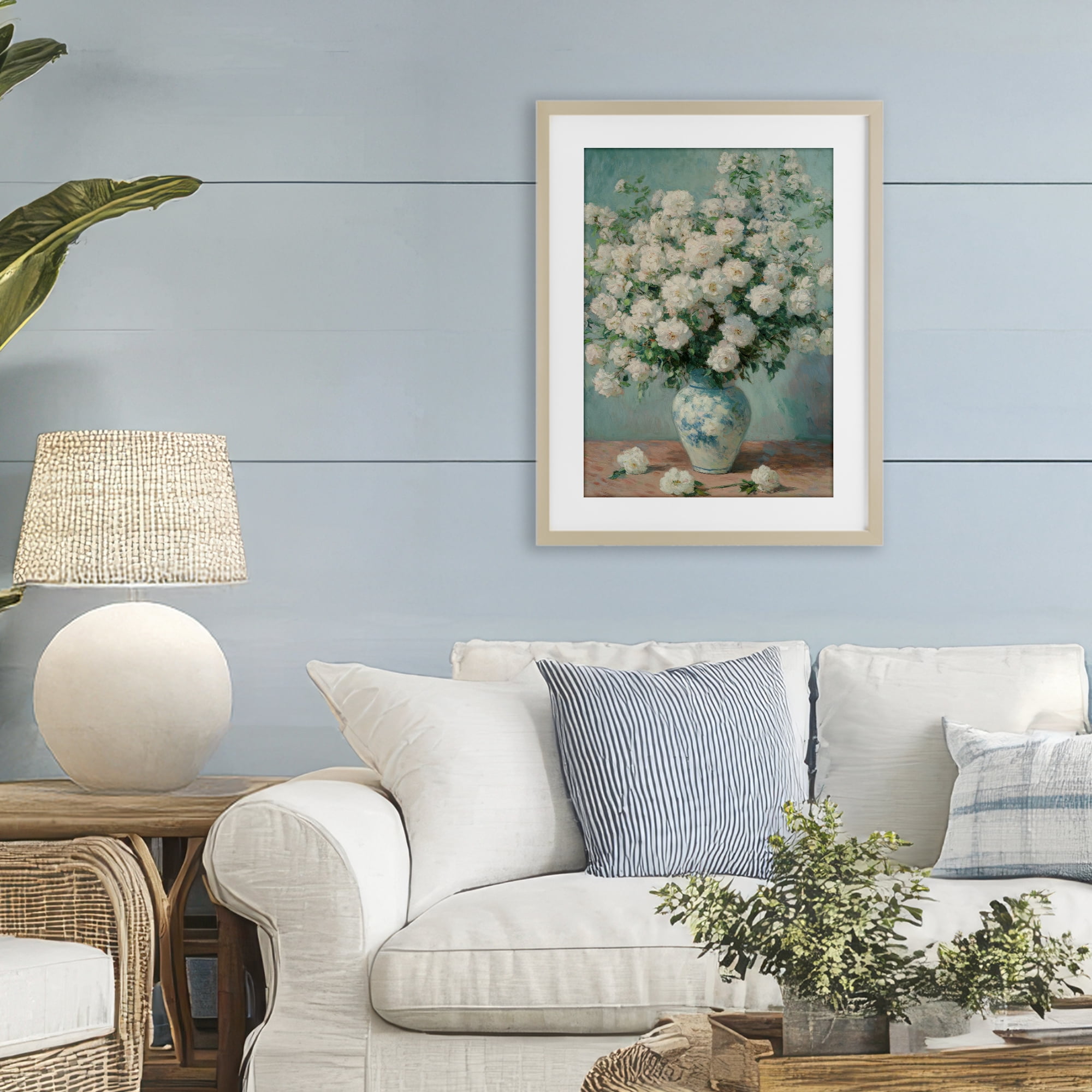 Stupell Industries Lush Bouquet of White Roses Birch Framed Print Under Glass, design by Petal Prints Design