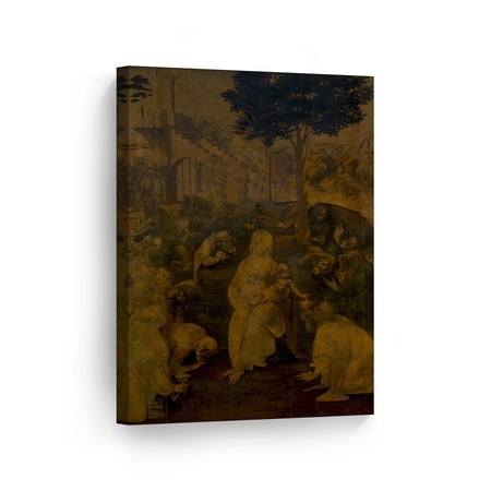 Smile Art Design Adoration of Magi by Leonardo Da Vinci Canvas Wall Art Canvas Print Famous Art Painting Reproduction Fine Art Paintings Home Decor - Made in USA- 40X30