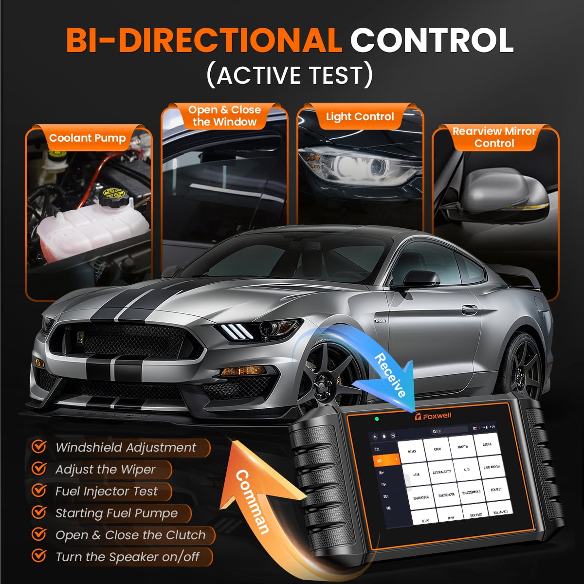 FOXWELL GT30 BT Bidirectional Scan Tool OBD2 Scanner ABS SRS Transmission Engine, Car Diagnostic Tool with 9 Resets Free WIFI Update