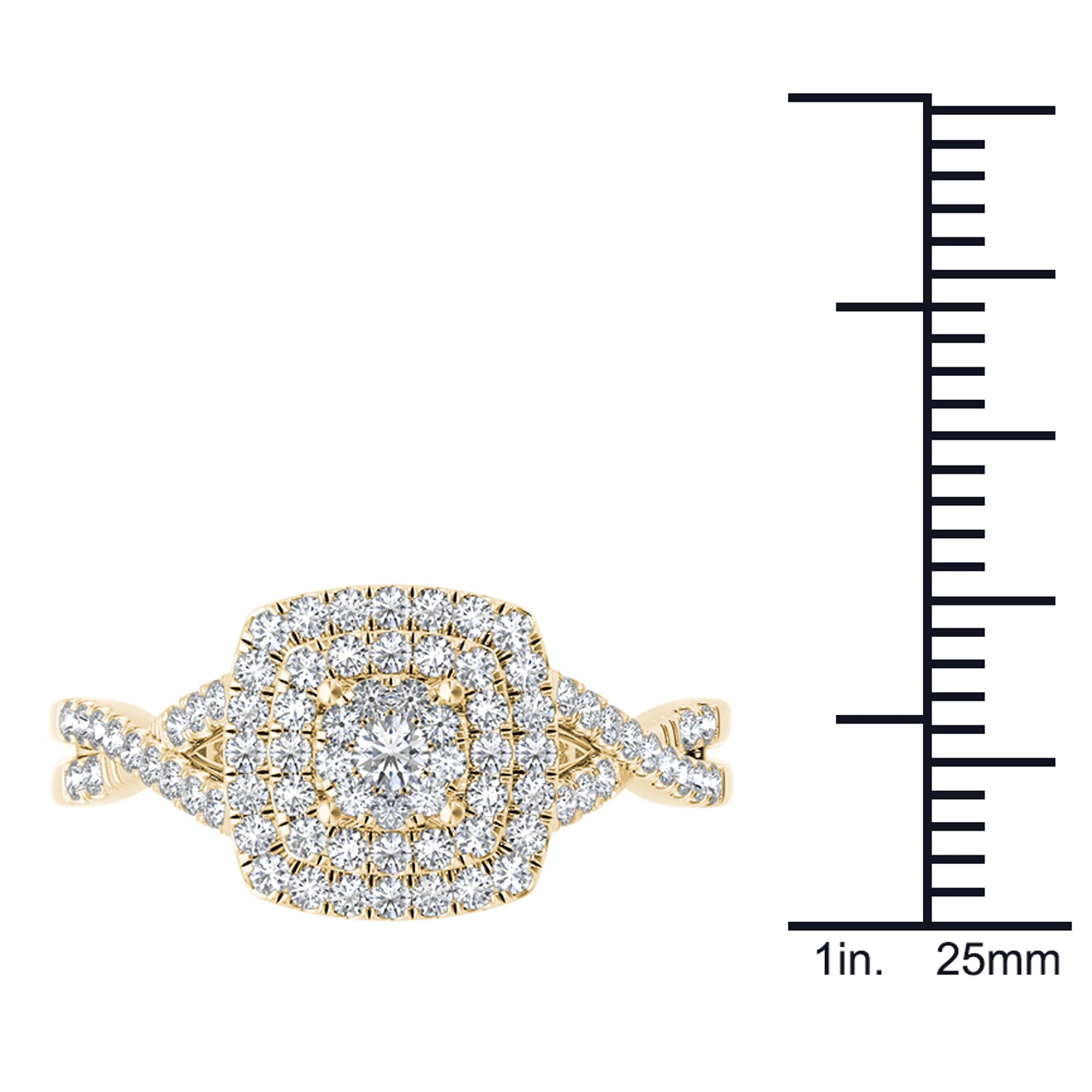 1/2 Carat T.W. Diamond 10kt Yellow Gold Cushion-Shape Double Halo Engagement Ring