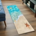 thumbnail image 4 of Summer Beach Washable Runner Rugs 2'x6', Blue Teal Ocean Waves Beige Sand Starfish Shells Low Pile Throw Entryway Rug Non-Slip Sturdy Edge Binding Carpet for Indoor Bedside Entrance Bedside, 4 of 9