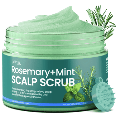 Jtopyrt Rosemary Mint Scalp Scrub & Shampoo - 2-in-1 Exfoliating Hair Treatment with Silicone Scalp Massager, 10.6oz/300g