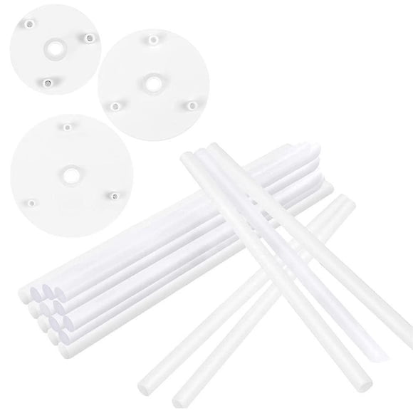 Cake Supports - Pack Of 18 Cake Stands, Reusable Dowel Rods, Cake Supports With 3 Cake Plates, Compatible With