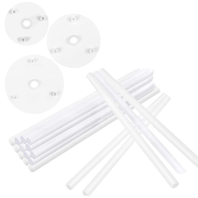 Cake Supports - Pack Of 18 Cake Stands, Reusable Dowel Rods, Cake Supports With 3 Cake Plates, Compatible With