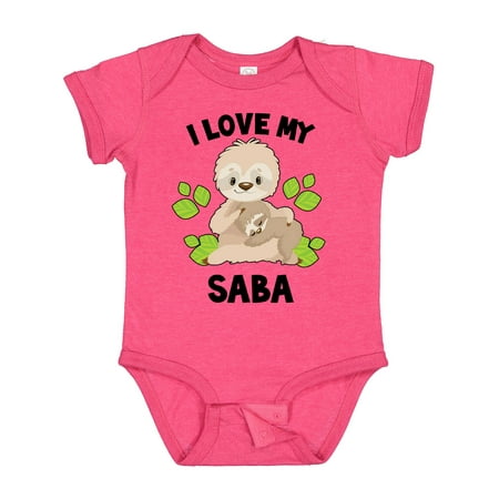 

Inktastic Cute Sloth I Love My Saba with Green Leaves Gift Baby Boy or Baby Girl Bodysuit