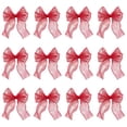 thumbnail image 2 of 12Pcs Iridescent Red Christmas Bow Ornaments, Large Sheer Fabric Bows for Christmas Tree Wreath Garland Gift Wrap Holiday Decor, 2 of 6