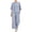 Blue, variant on 2 Piece Linen Matching Set Womens Round Neck Blouse Wide Leg Pants, Boho Casual Summer Vacation Outfit Green S