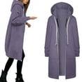 thumbnail image 7 of Long Hoodies for Women Zip Up Double Zipper Fleece Tunic Sweatshirts 2025 Fall Winter Oversized Jacket With Pockets Long Sleeve Casual Travel Outerwear​ Light Purple S, 7 of 7