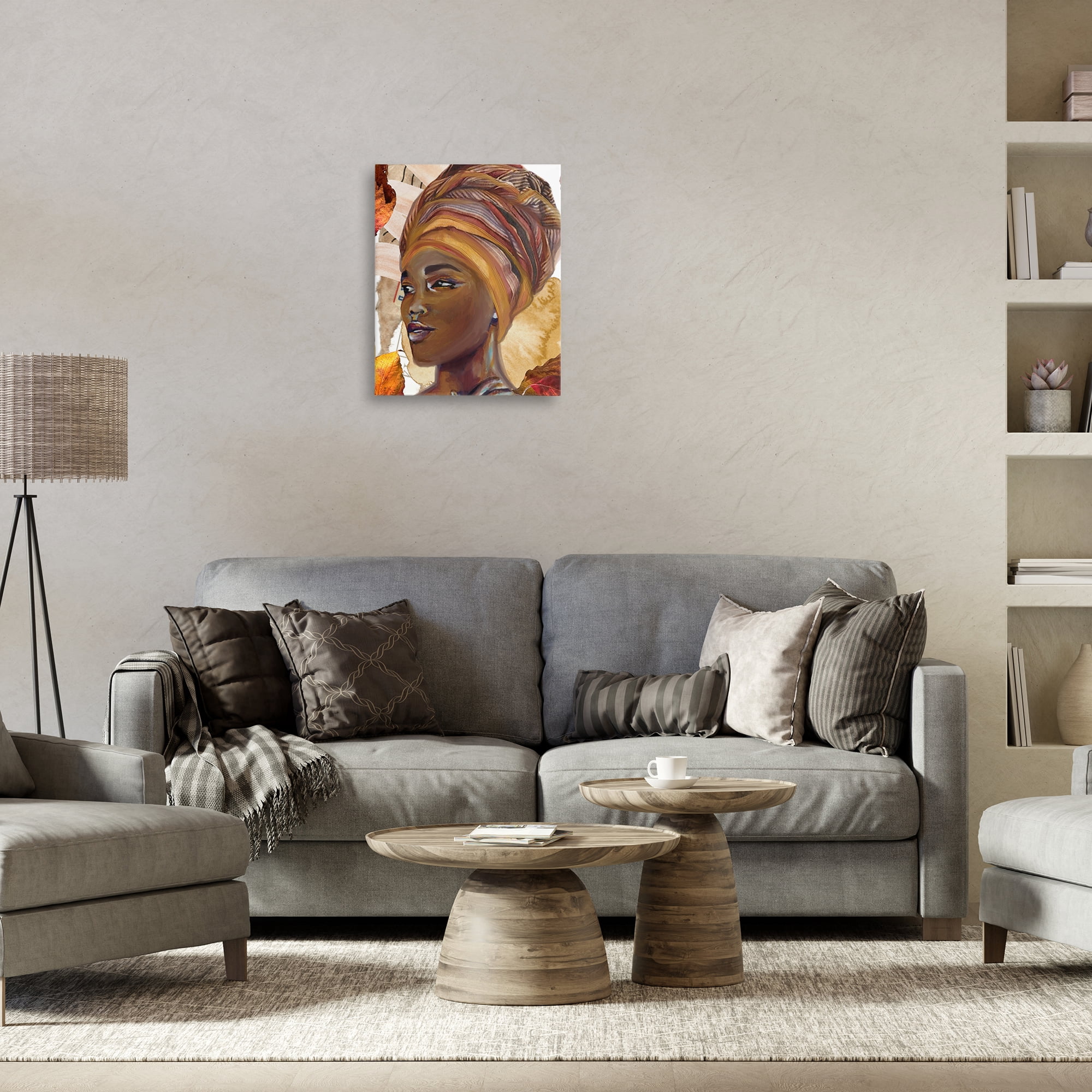 Stupell Industries Natural Tone Woman Portrait People Painting Wrapped Canvas Art Print Wall Art, 16 x 20