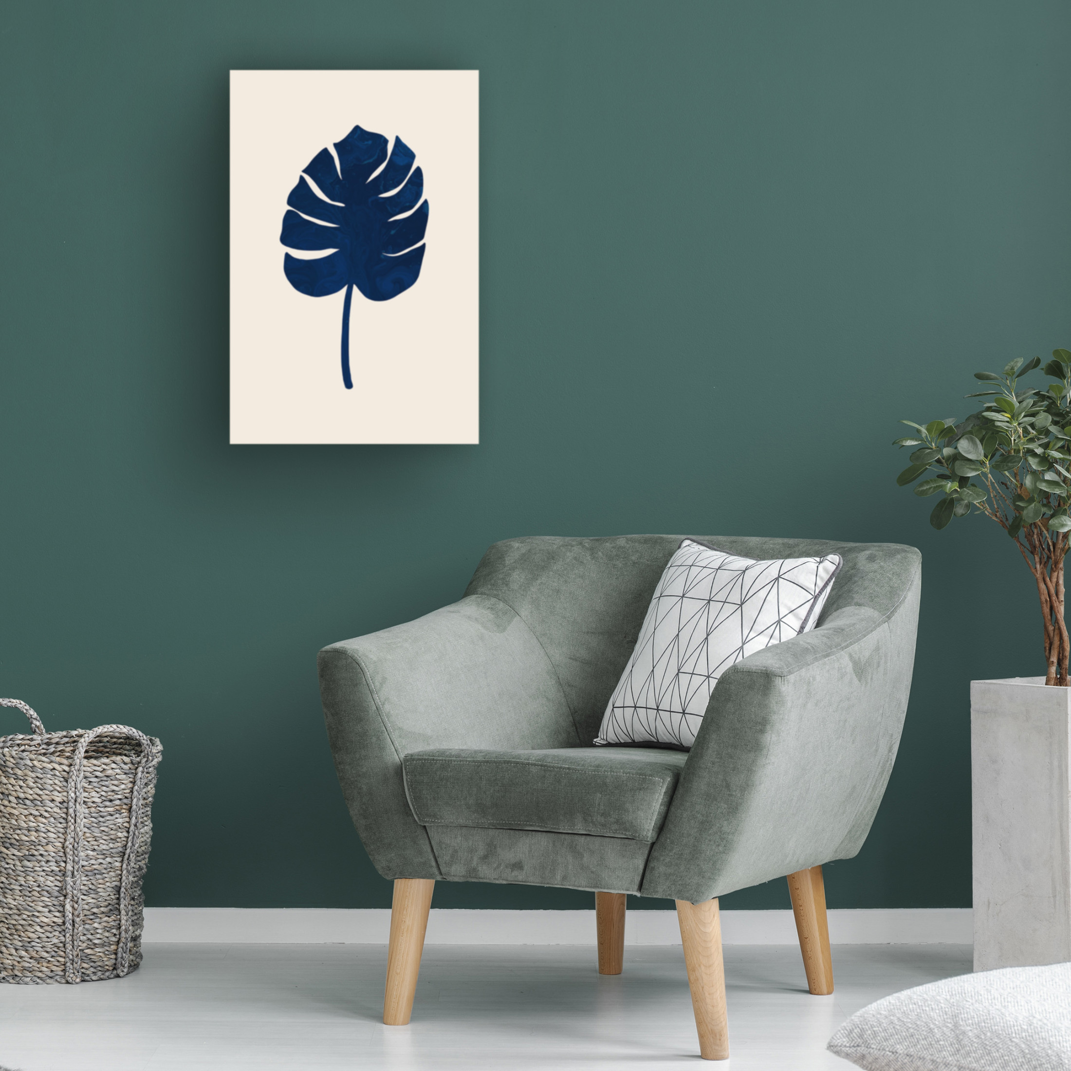 Canvas Wall Art - Pictufy Studio 'Monstera Marble Blue' Wall Art for Living Room, Bedroom, or Office Décor by Trademark Fine Art - 22 x 32 Inches