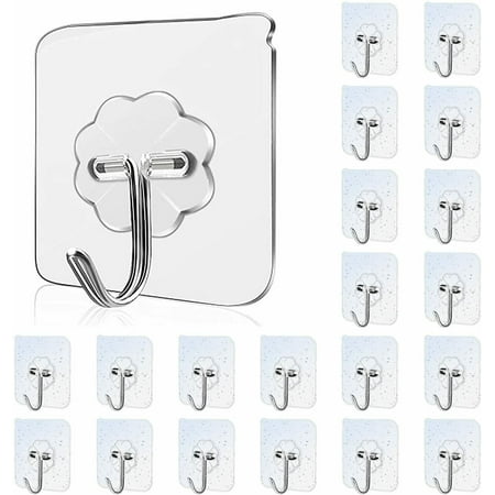 

100 Packs Self Adhesive Wall Hooks 15KG(Max) Heavy Duty Wall Hook Transparent Stick on Hooks Invisible Reusable Seamless Hooks Waterproof Self Adhesive Hanger Oilproof for Kitchecn Bathroom Sale 1704