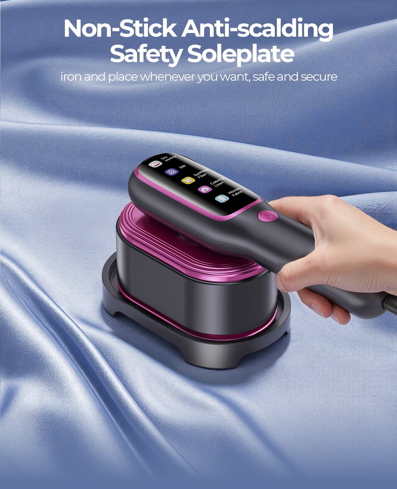 Skdwakiz Handheld Steamer for Clothes, 1200W Portable Home Garment Steamer with 5 Adjustable Steam Levels, LCD Display, and 90° Swivel Handle, Small Clothes Steamer for Home Travel