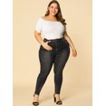 thumbnail image 4 of Unique Bargains Women's Plus Size Stretch Mid Rise Washed Skinny Jeans, 4 of 6