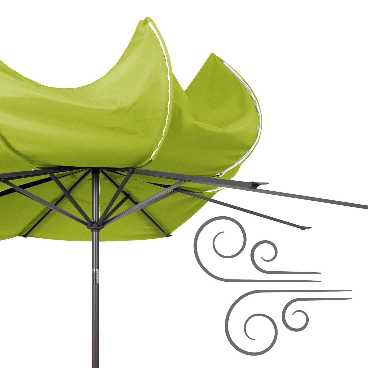Parasol de jardin rond inclinable et résistant au vent CorLiving de 3 m avec manivelle et cadre en aluminium et acier