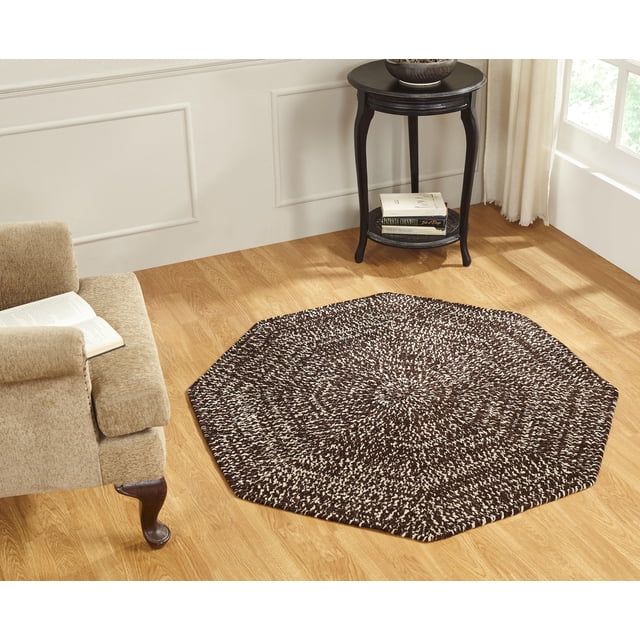 Better Trends Chenille Tweed Area Rug 100% Polyester, 48" Octagonal, Dove & Chesnut