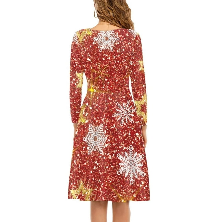 FKELYI Glitter Christmas Women Dress Size XL Soft Snowflake Red Christmas Dress Women Elastic Ladies A Line Dresses Knee Length - Walmart.com FKELYI Glitter Christmas Women Dress Size XL Soft Snowflake Red Christmas Dress Women Elastic Ladies A Line Dresses Knee Length - Walmart.com