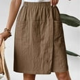 thumbnail image 4 of Sakmal Womens Shorts Wide Leg Plus Size Bermuda Brown Trendy Solid Womens Shorts with Pockets, 4 of 9