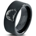 thumbnail image 1 of Tungsten Horse Horses Equestrian Equine Equidae Band Ring 9mm Men Women Comfort Fit Black Flat Cut Brushed Polished, 1 of 4