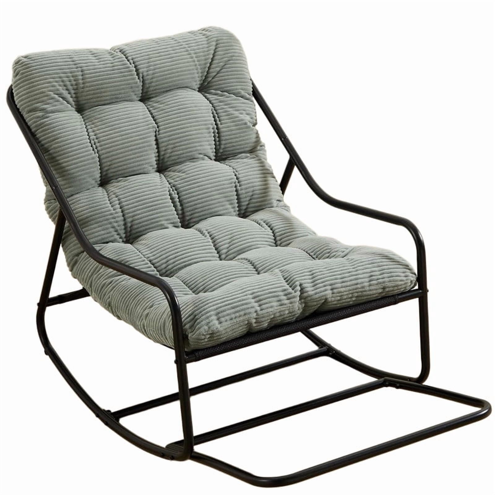 Outdoor Rocking Chair, Papasan Rocking Chair with Metal Frame, Comfy Rocker Lounge Chair for Living Room Porch Patio Garden