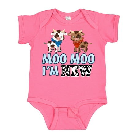 

Inktastic Moo Moo I m New with Cute Holstein Cows Gift Baby Boy or Baby Girl Bodysuit