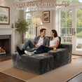 thumbnail image 6 of Ovios 67'' Oversized Chaise Lounge Chair Indoor Cloud Plush Corduroy Floor Sofa Bed Deep Seat No Assembly Couch with Cup Holders for Living Room, Gray, 6 of 12