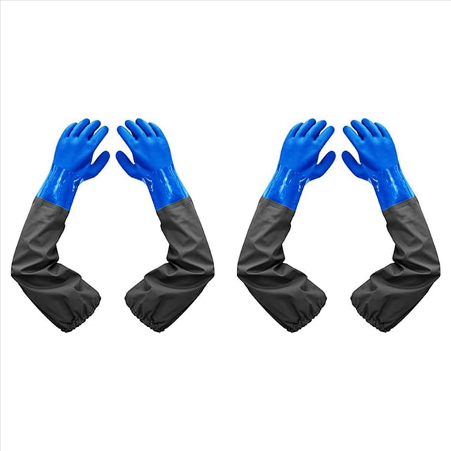4x Guantes Largos de Goma, Guantes Impermeables Largos y Guantes Impermeables de Alta Resistencia para Trabajos Nocivos y ÁCidos