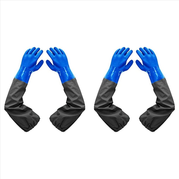 4x Guantes Largos de Goma, Guantes Impermeables Largos y Guantes Impermeables de Alta Resistencia para Trabajos Nocivos y ÁCidos