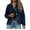 Blue, variant on Women's Denim Jacket Button Up Long Sleeve Basic Trendy Jean Jacket Coat with Pockets White XXL