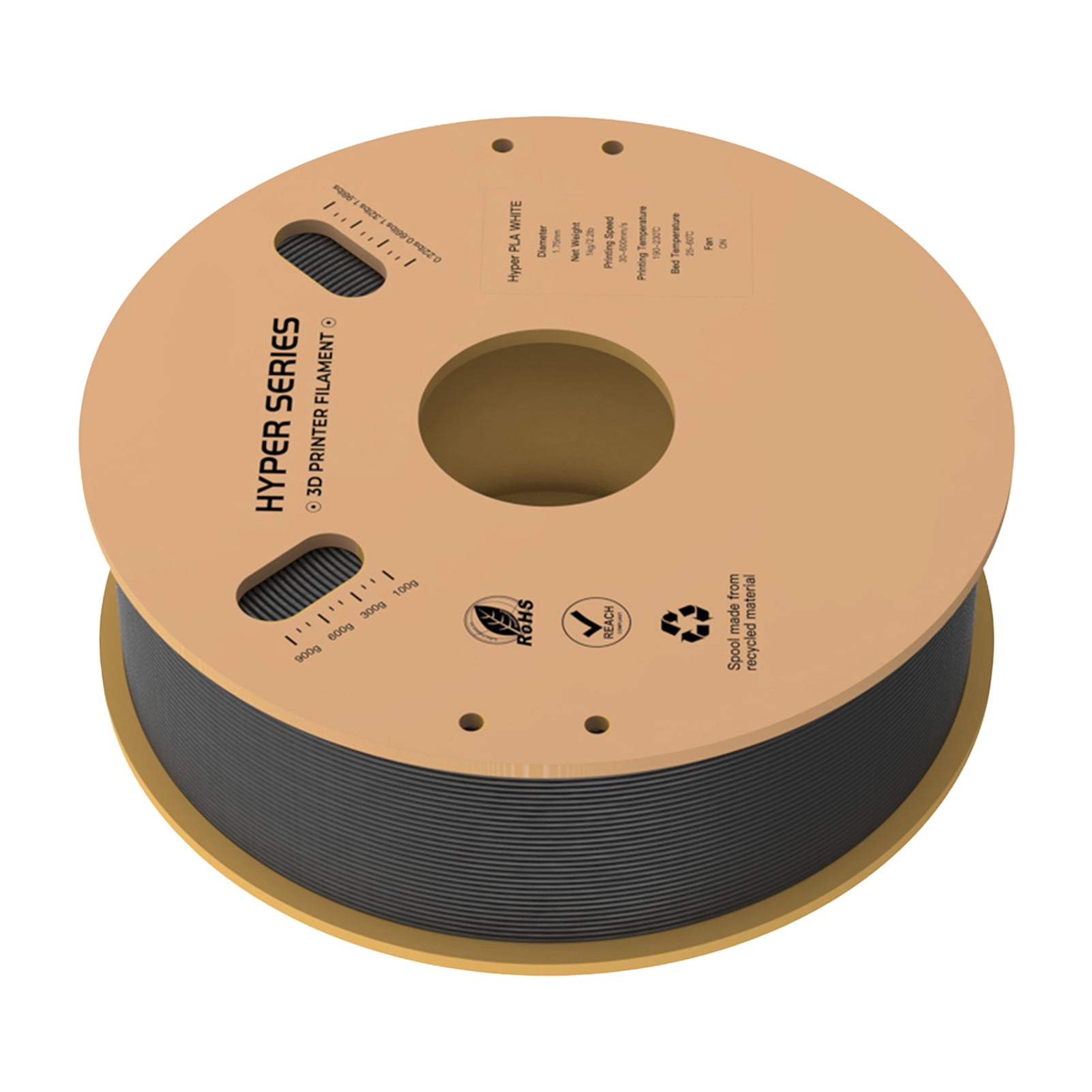 Hyper PLA  Filament 1.75mm High Fluidity High Speed 3D Printing Material Stable Extrusion Spool Dimensional 1KG2.2lb Accuracy +/-0.03mm Standard 1 Roll - Grey