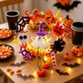 thumbnail image 6 of Halloween Decorations Saving, Light Up Halloween Themed Wreath Wall Hanging Ornament, Wall Hanging Garland, Spooky Porch Entryway Indoor Outdoor Mantel Halloween Holiday Party Scene Decoration Gift, 6 of 7