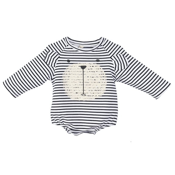 Salute Baby Unisex Stripe Long Sleeve Romper Black 12-18 Months