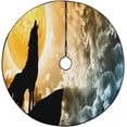 thumbnail image 1 of FMSHPON Wolf Under The Moon Xmas Christmas Tree Skirt Stand Mat for Holiday Party Decoration Indoor Outdoor 36 inches, 1 of 3